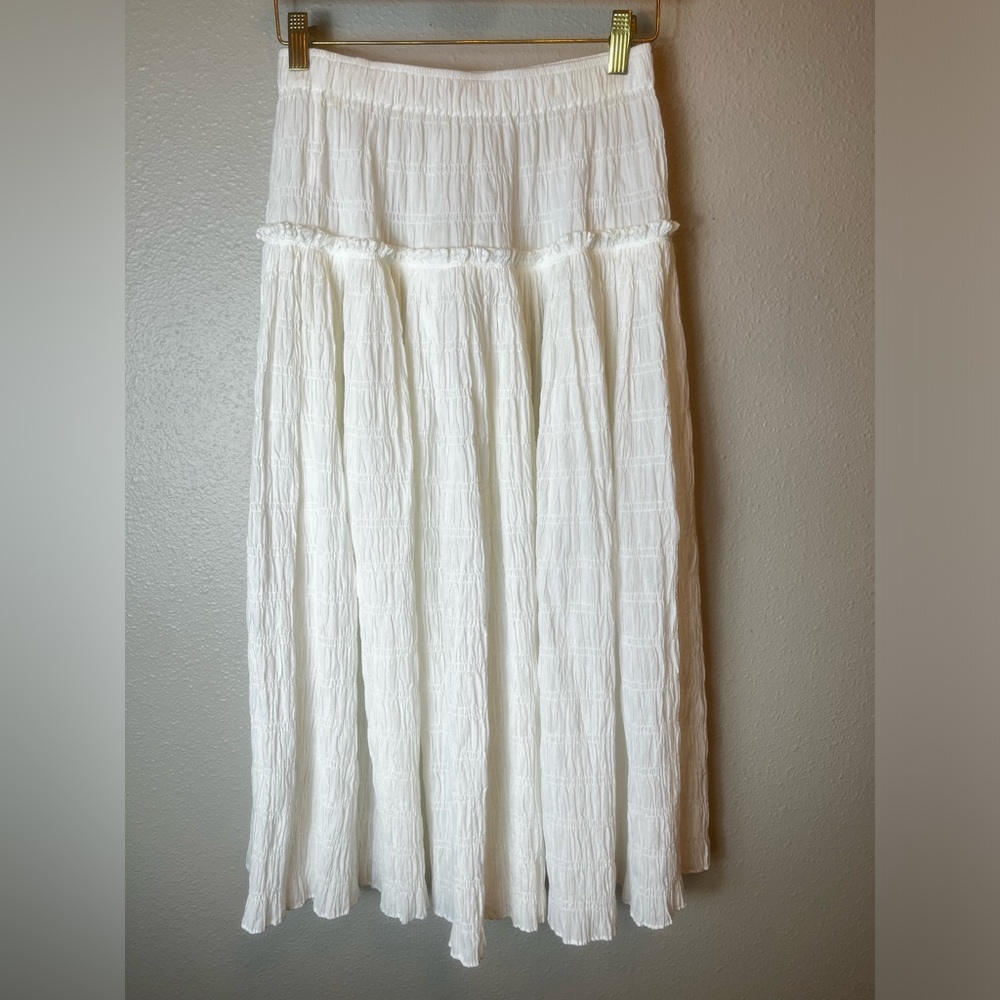 Mara Hoffman Textured Organic Cotton Alejandra MIDI Skirt in White Size S